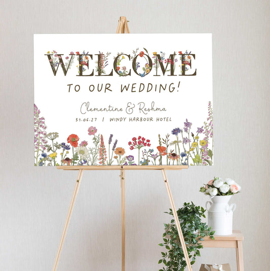 Cottage Garden Wildflower Letters Welcome Sign