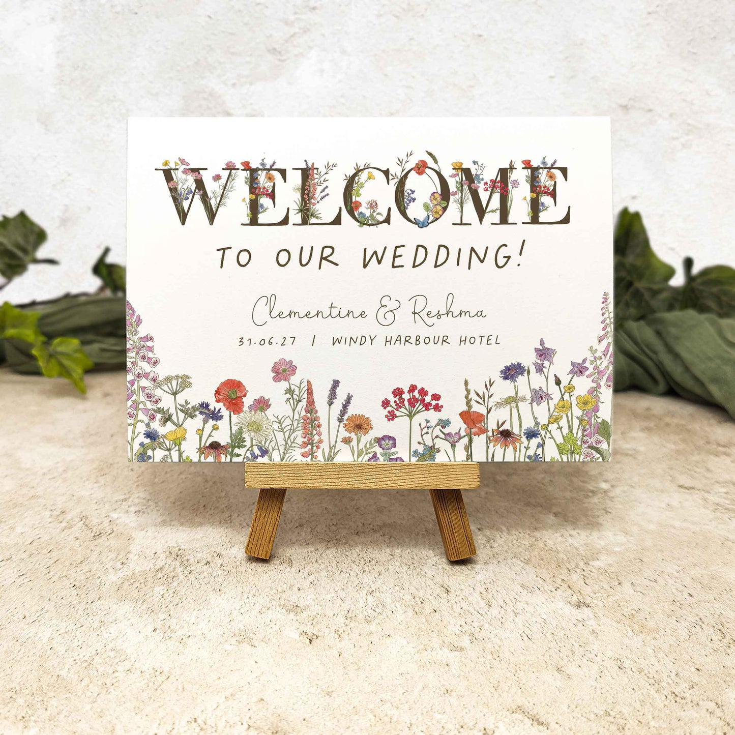 Cottage Garden Wildflower Letters Welcome Sign