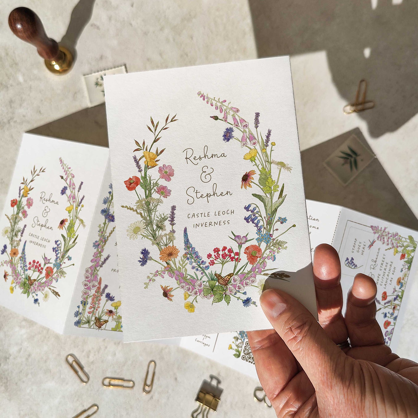 Cottage Garden Wildflower Concertina Invitation