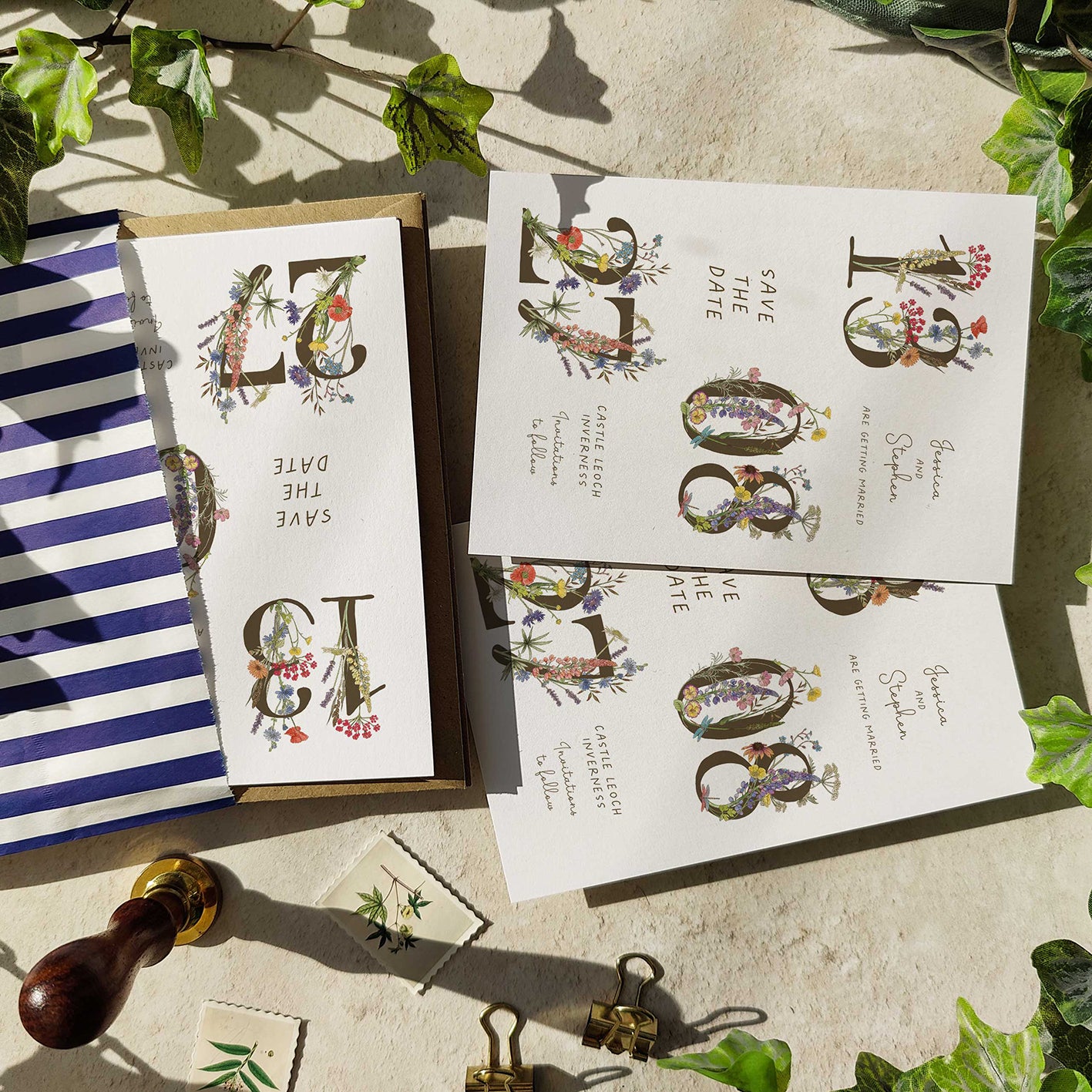 Cottage Garden Wildflower Numbers Save The Date Card