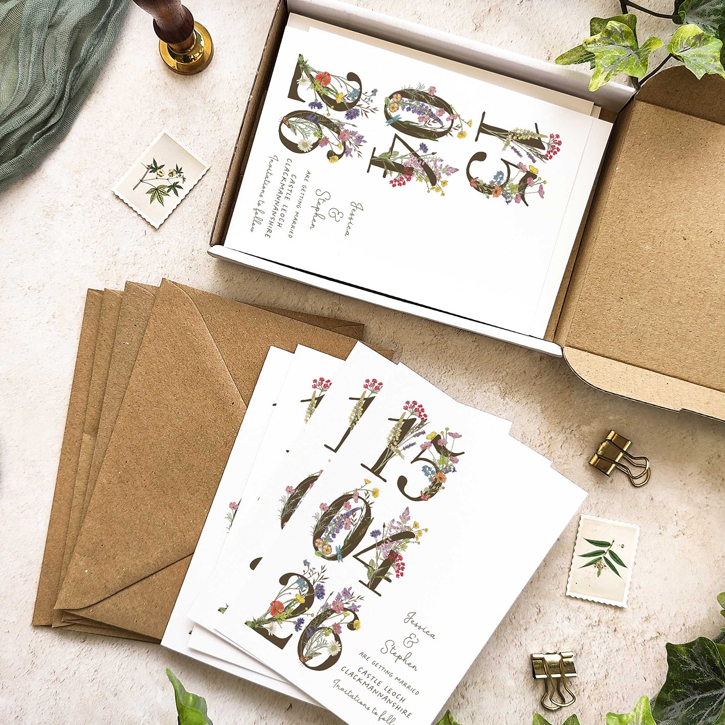 Cottage Garden Wildflower Numbers Save The Date Card