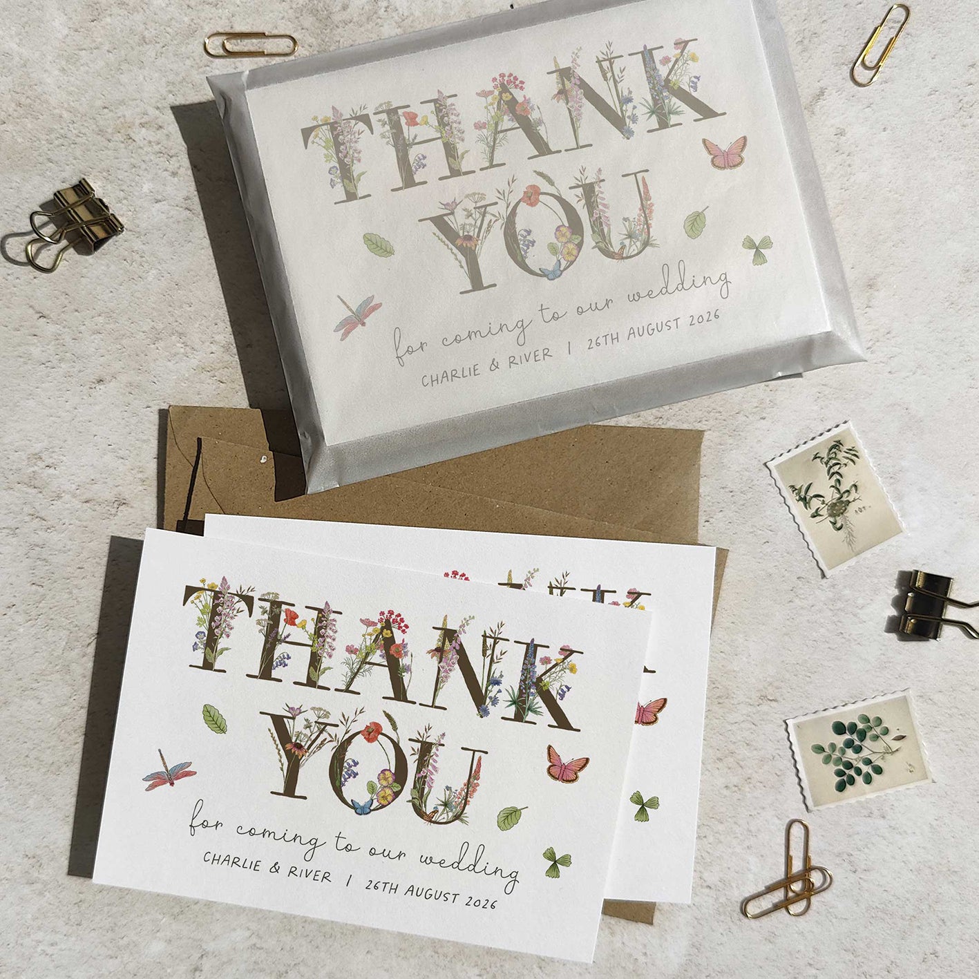 Cottage Garden Letters Personalised Thank You Cards