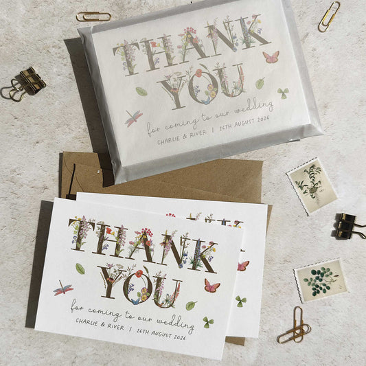 Cottage Garden Letters Personalised Thank You Cards