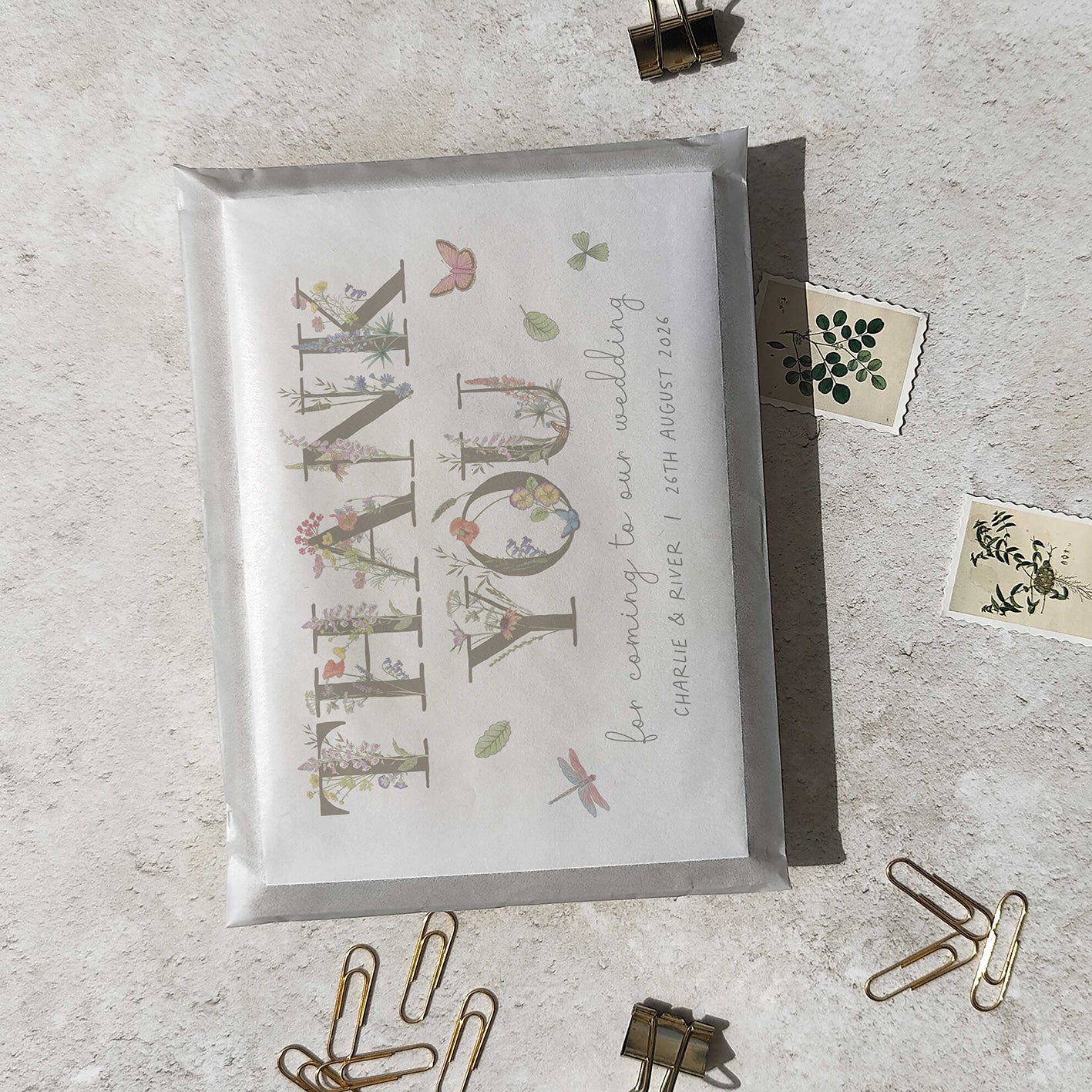 Cottage Garden Letters Personalised Thank You Cards
