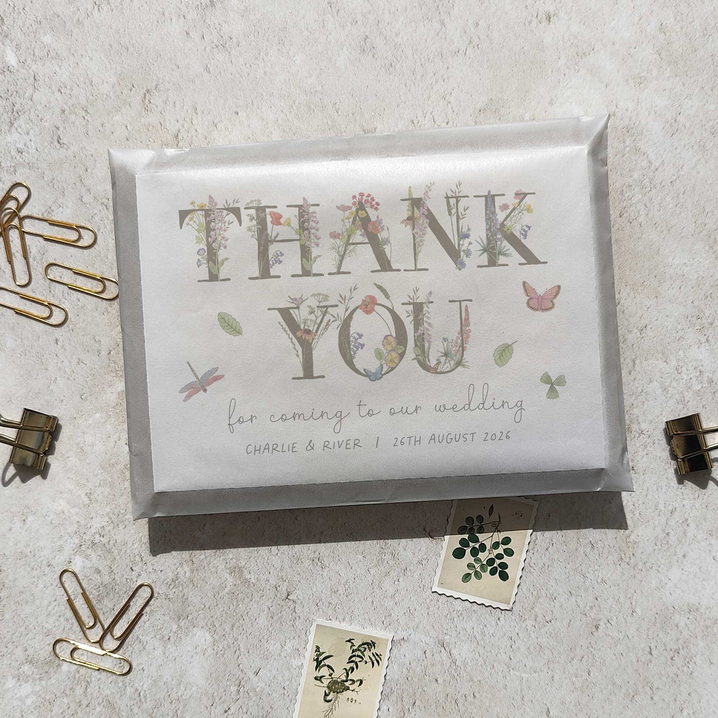 Cottage Garden Letters Personalised Thank You Cards