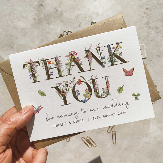 Cottage Garden Letters Personalised Thank You Cards
