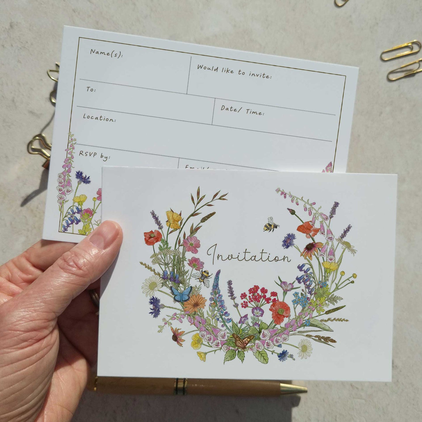 10 x Cottage Garden Wildflowers Ready To Write Invitations