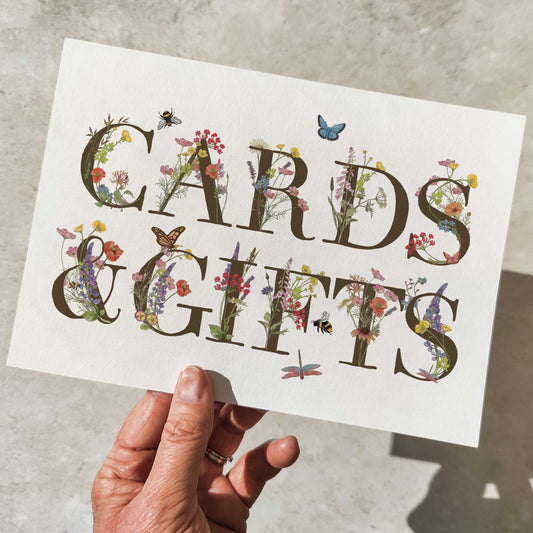 Cottage Garden Floral Cards & Gifts Sign
