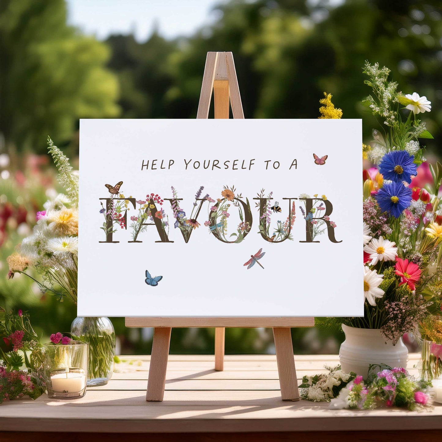 Cottage Garden Floral Favours Sign