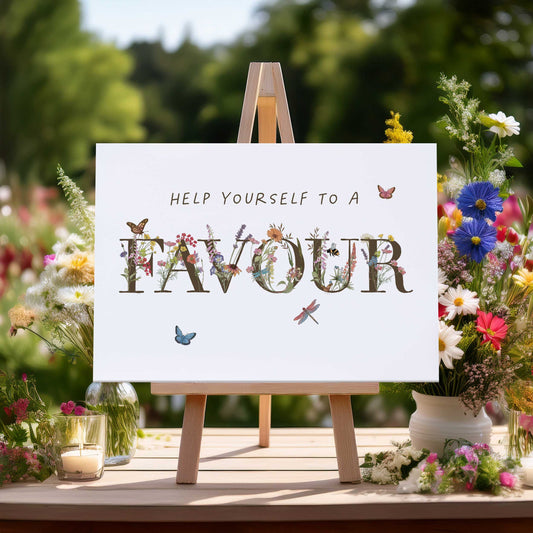 Cottage Garden Floral Favours Sign