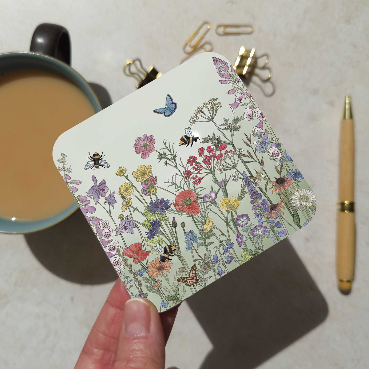Wildflower Cottage Garden Coaster and Optional Card Set