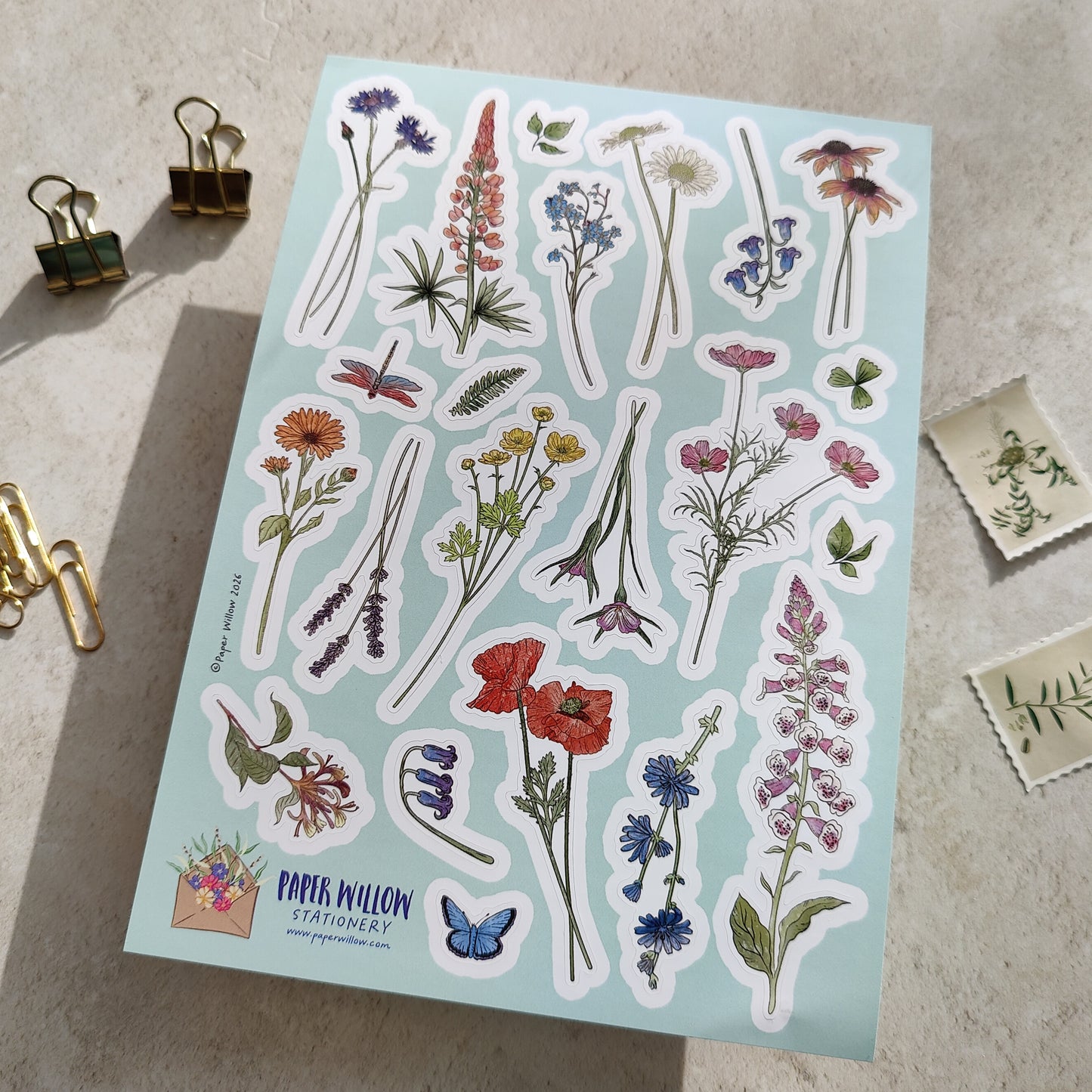 Cottage Garden Wildflowers A5 Vinyl Sticker Sheet