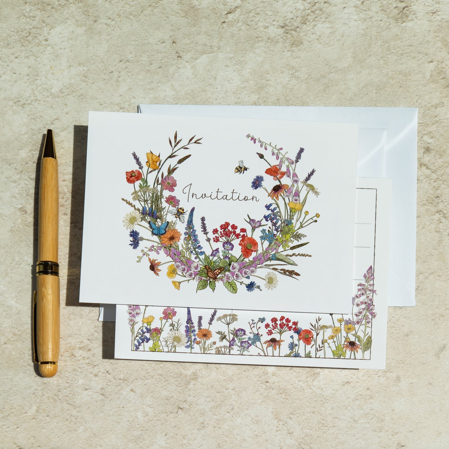 10 x Cottage Garden Wildflowers Ready To Write Invitations