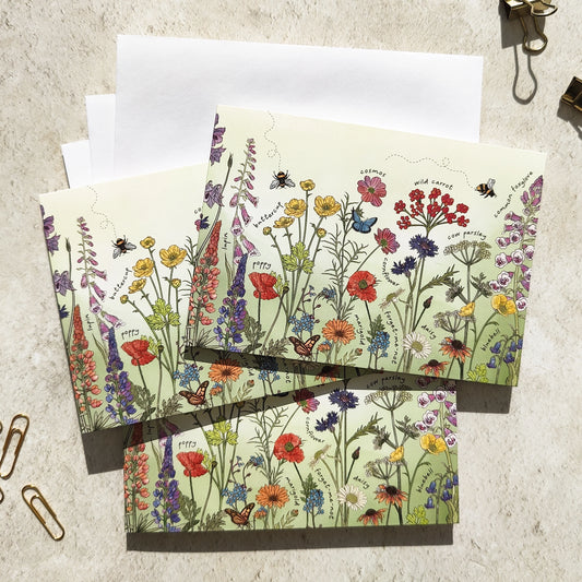 Cottage Garden Wildflowers Landscape Note Cards & Envelopes