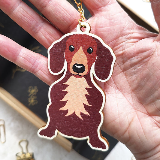 Dachshund Wooden Keyring