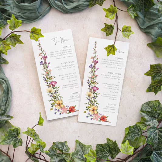 Delicate Wildflower Menu Cards