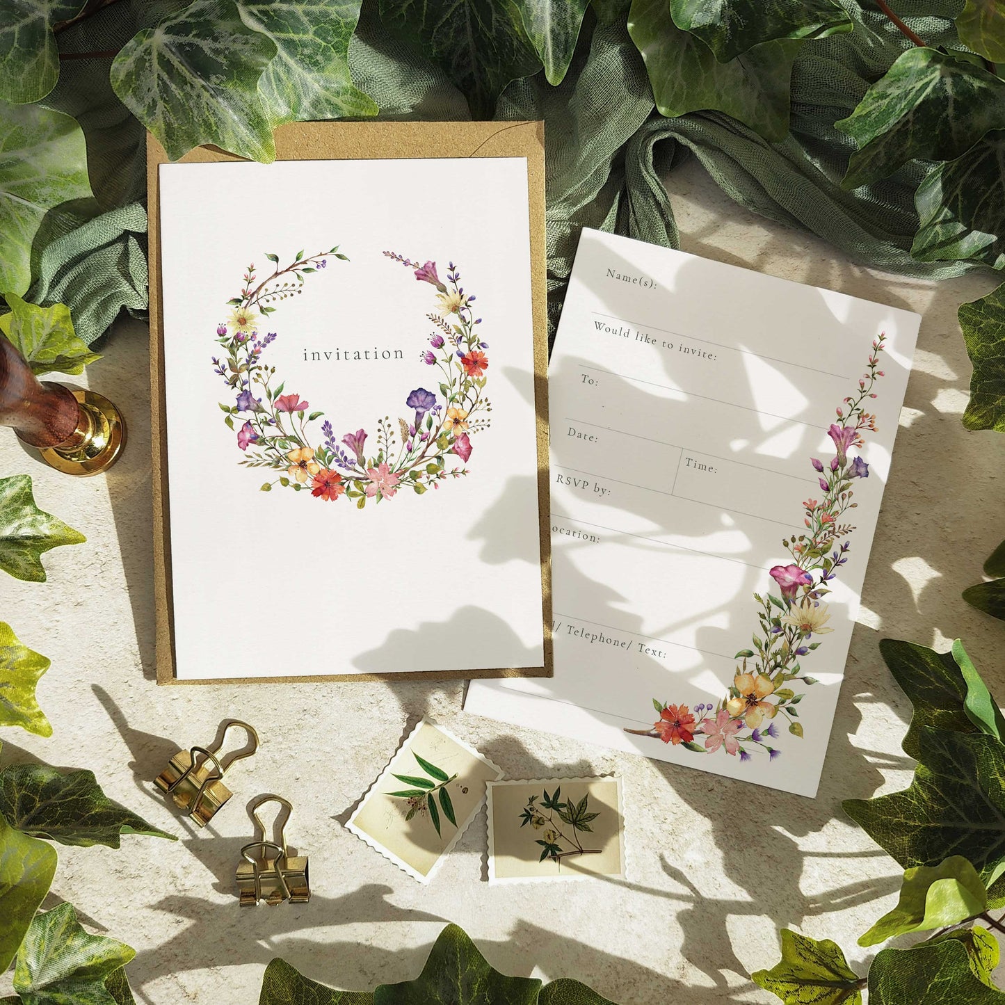 Wildflower Ready To Write Invitations with Delicate Florals