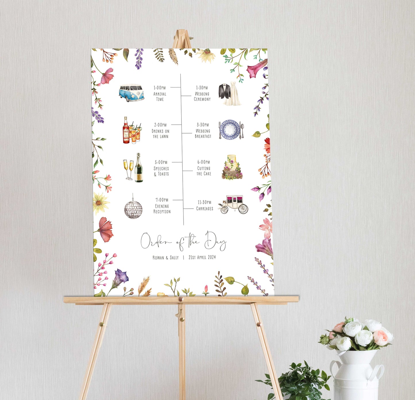 Delicate Wildflower Welcome Sign/ Wedding Timeline Board