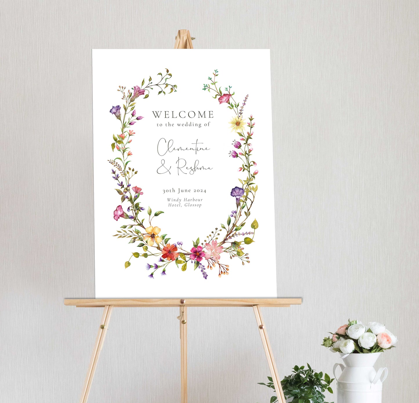 Delicate Wildflower Welcome Sign/ Wedding Timeline Board