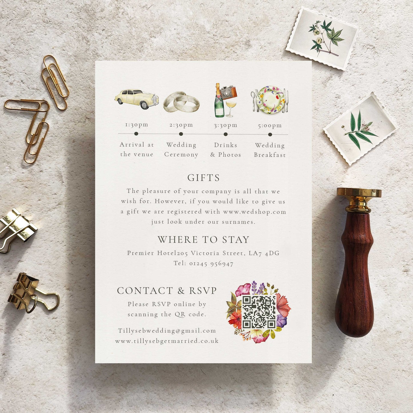 Delicate Wildflower Evening Wedding Invitation