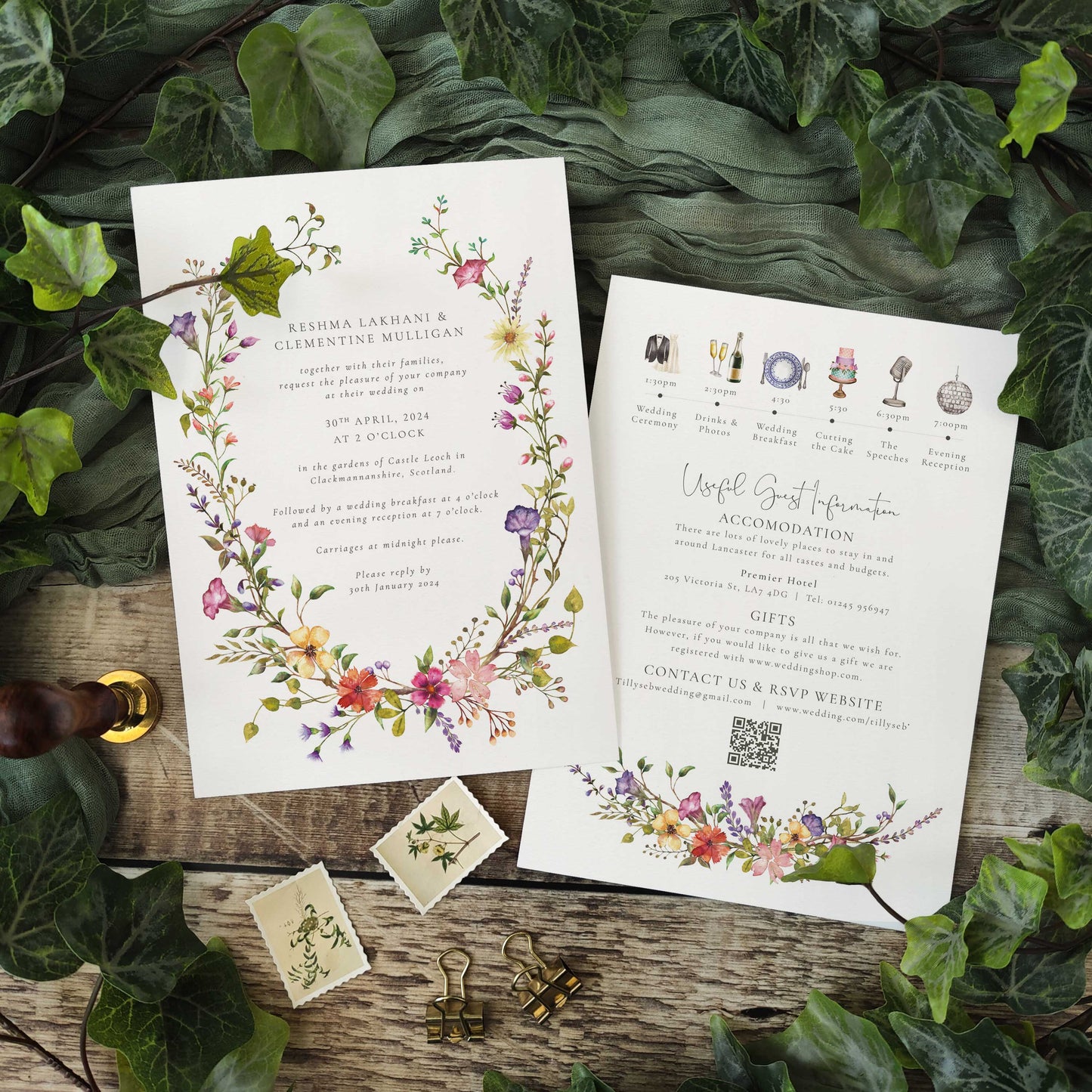 Delicate Wildflowers Oval Invitation