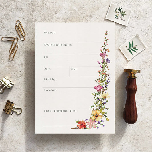 Wildflower Ready To Write Invitations with Delicate Florals