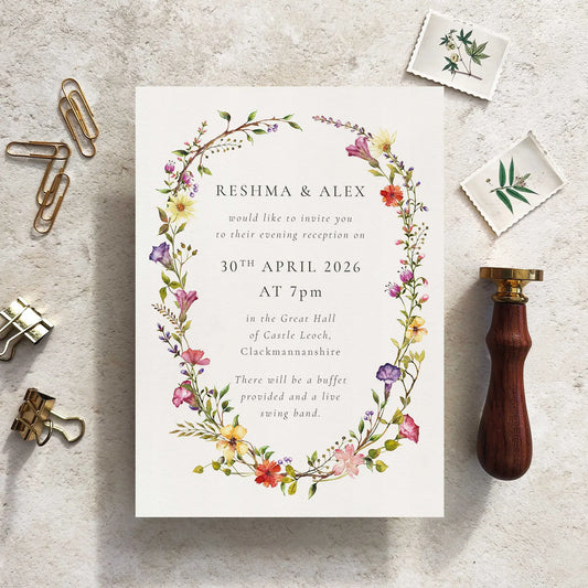 Delicate Florals Evening Wedding Invitation