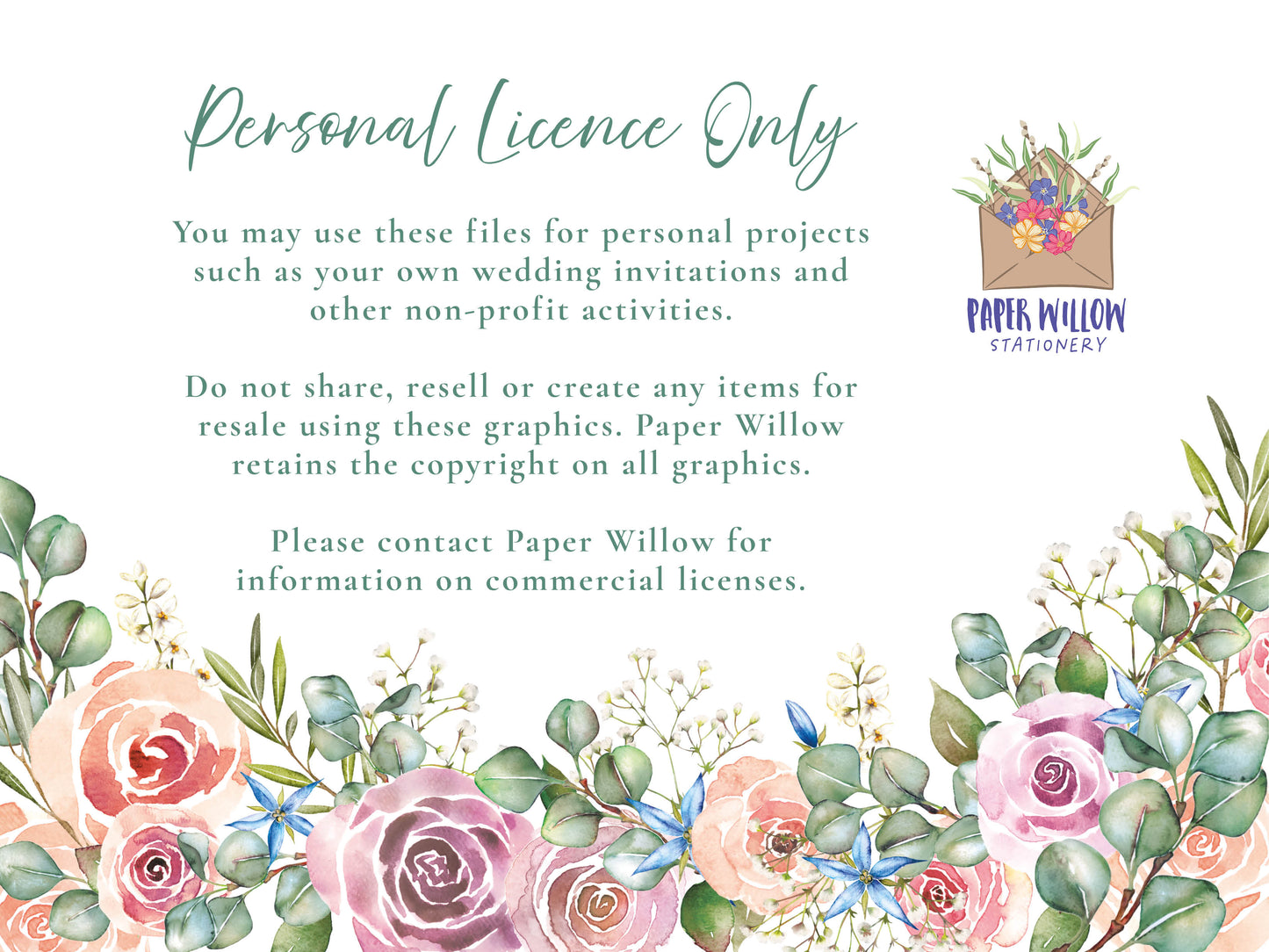 Pink Roses and Eucalyptus 26 x Digital PNG Floral Borders and Motifs