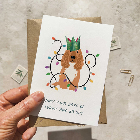 Cocker Spaniel in Christmas Hat Folded Card & Envelope