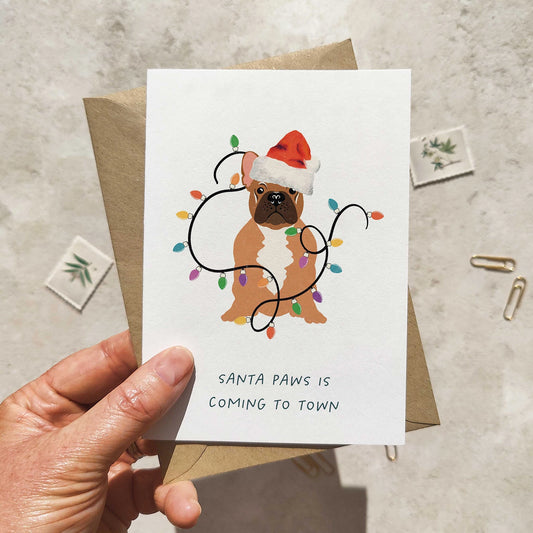 French Bulldog in Christmas Hat Folded Card & Envelope