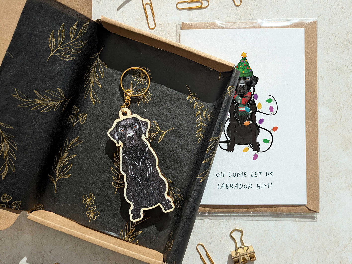 Black Labrador Wooden Keyring