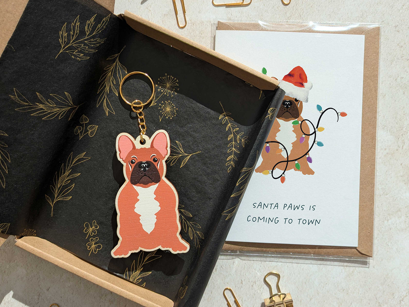 French Bulldog Wooden Keyring