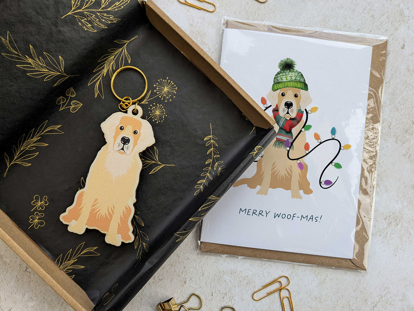 Golden Retriever Wooden Keyring