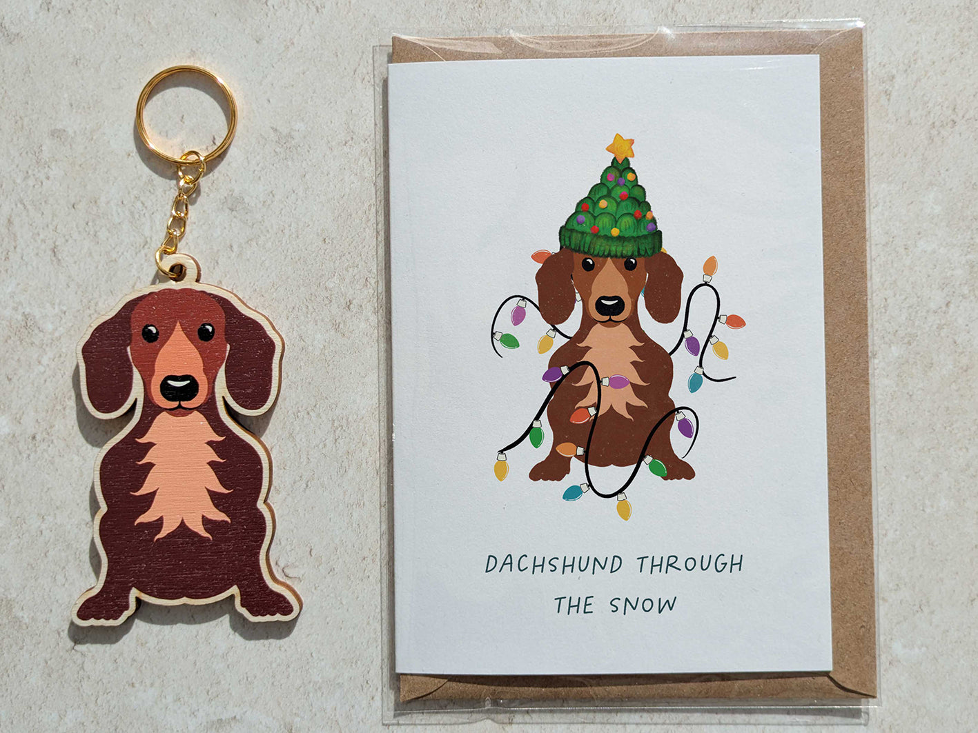 Dachshund Wooden Keyring