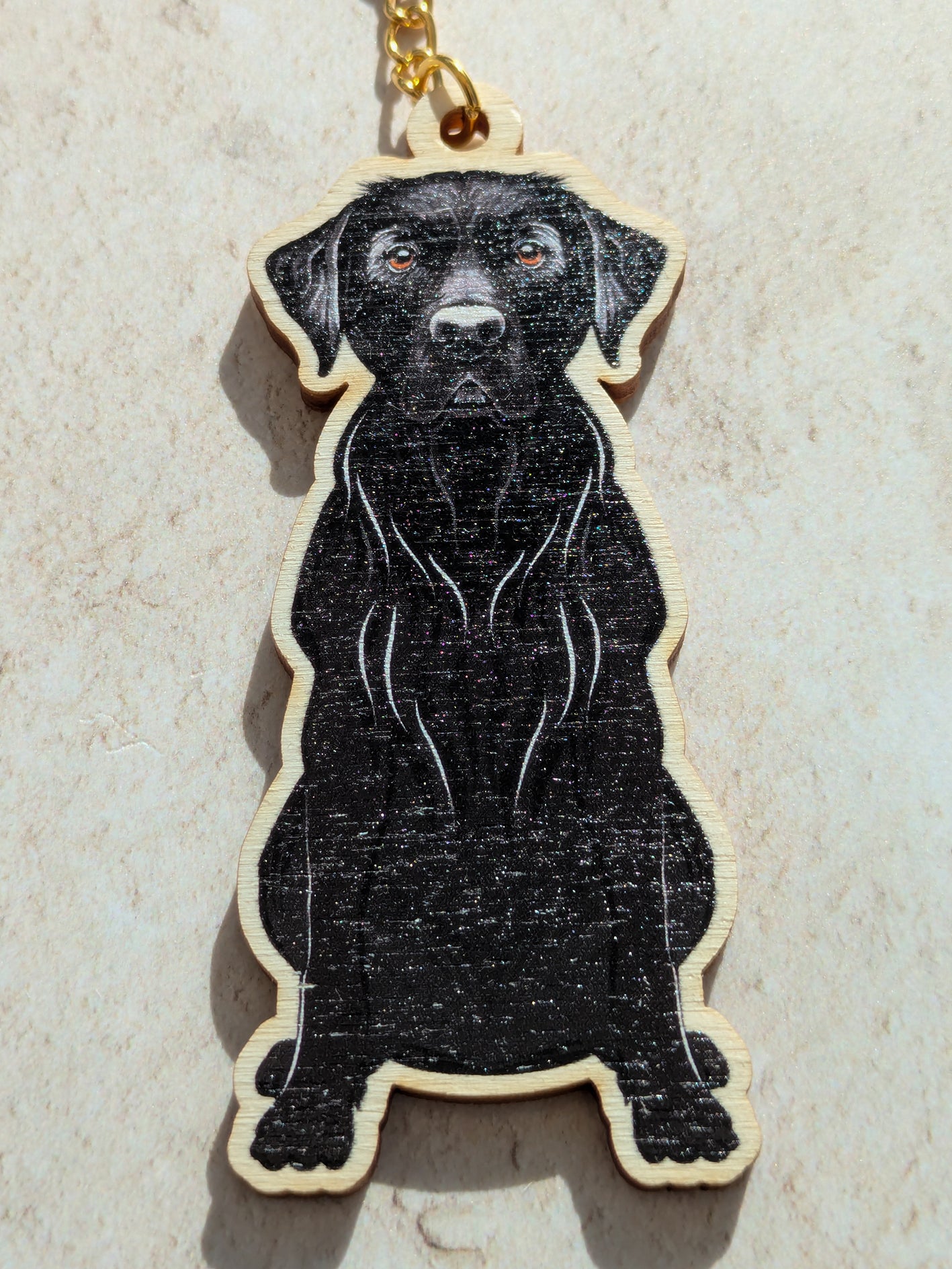 Black Labrador Wooden Keyring