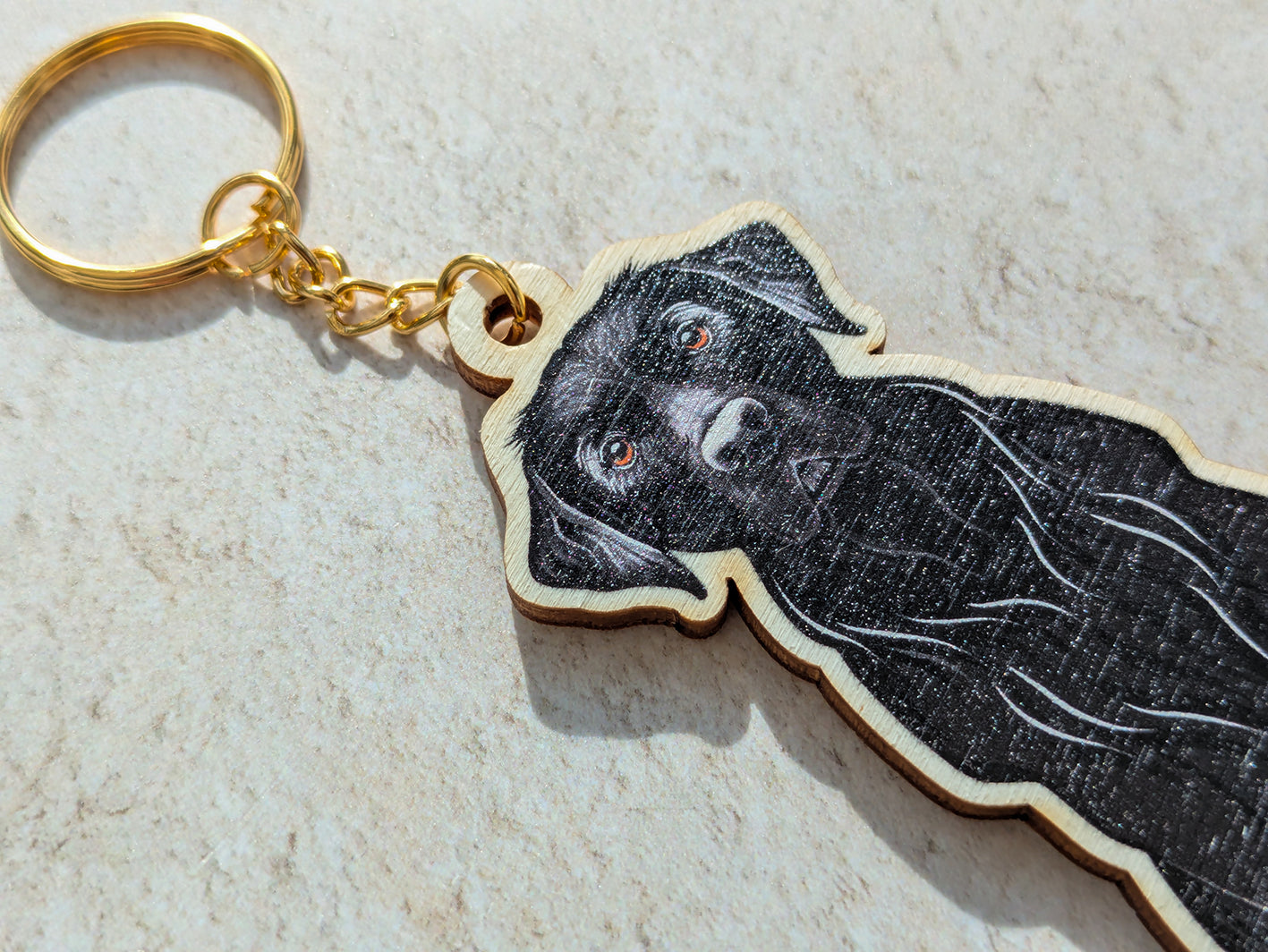 Black Labrador Wooden Keyring