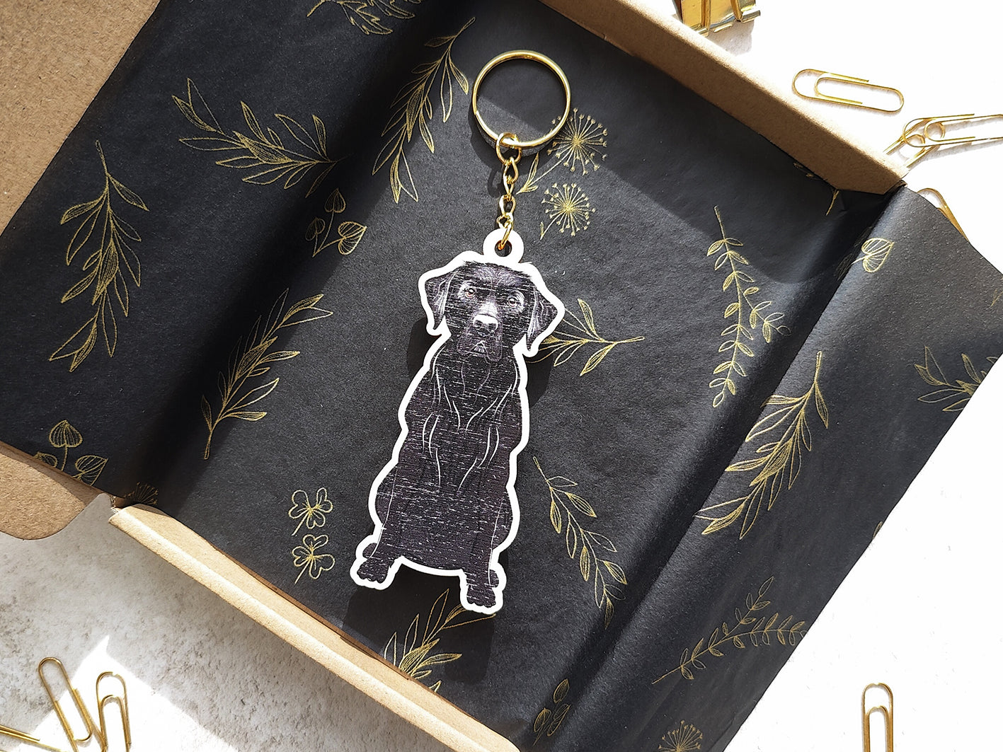 Black Labrador Wooden Keyring