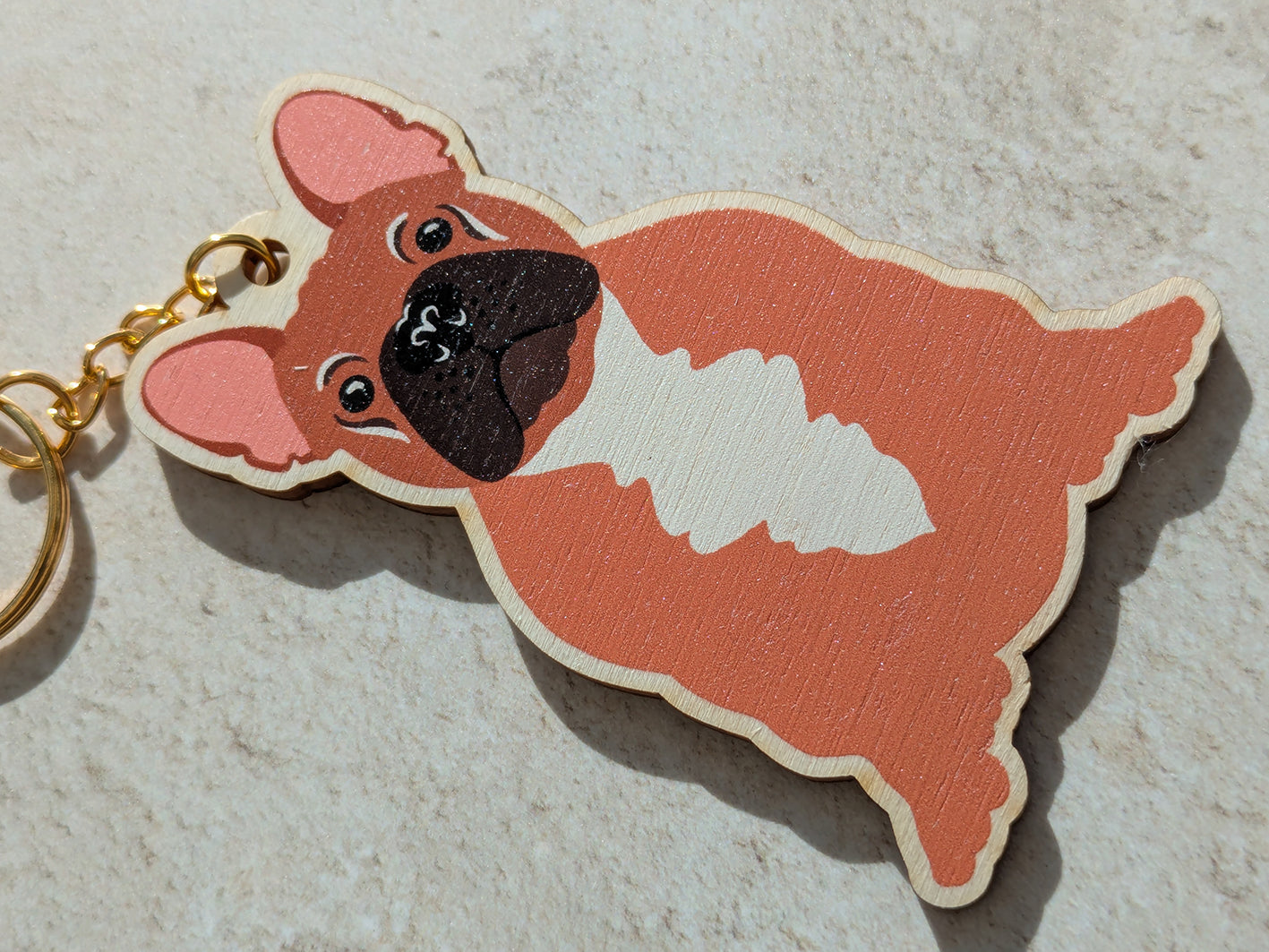 French Bulldog Wooden Keyring