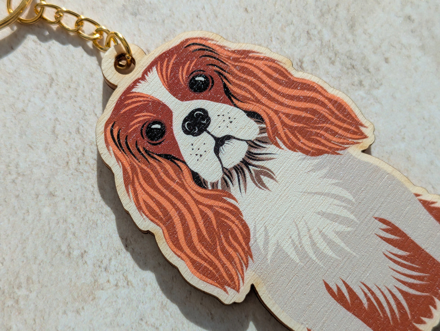 King Charles Spaniel Wooden Keyring