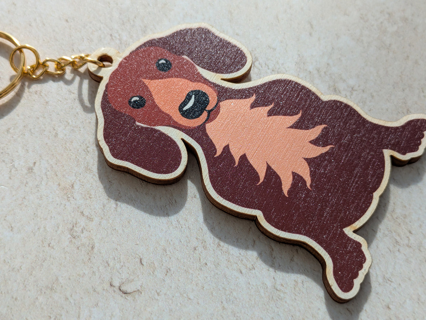 Dachshund Wooden Keyring