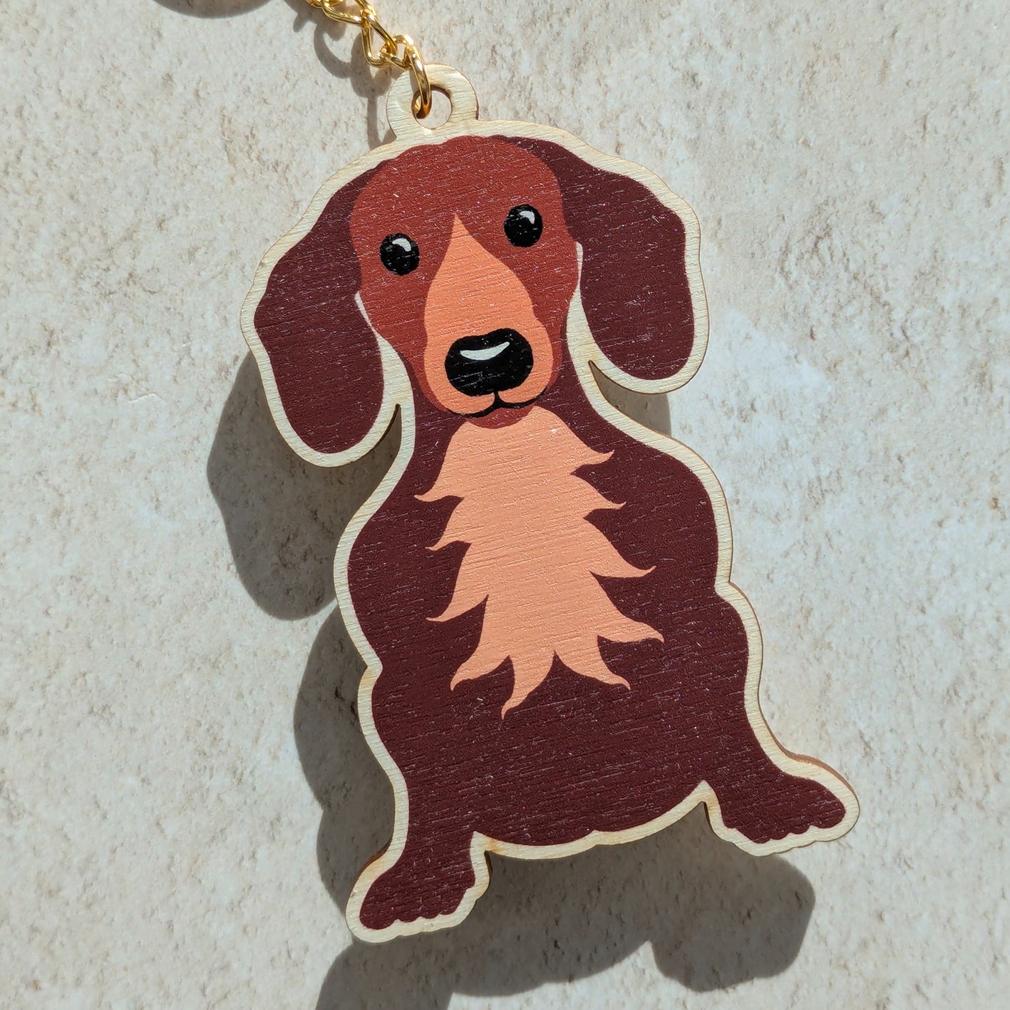 Dachshund Wooden Keyring