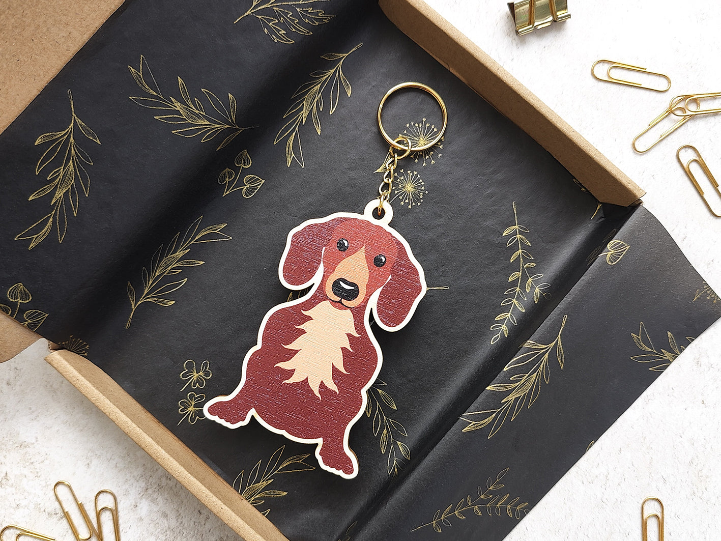 Dachshund Wooden Keyring