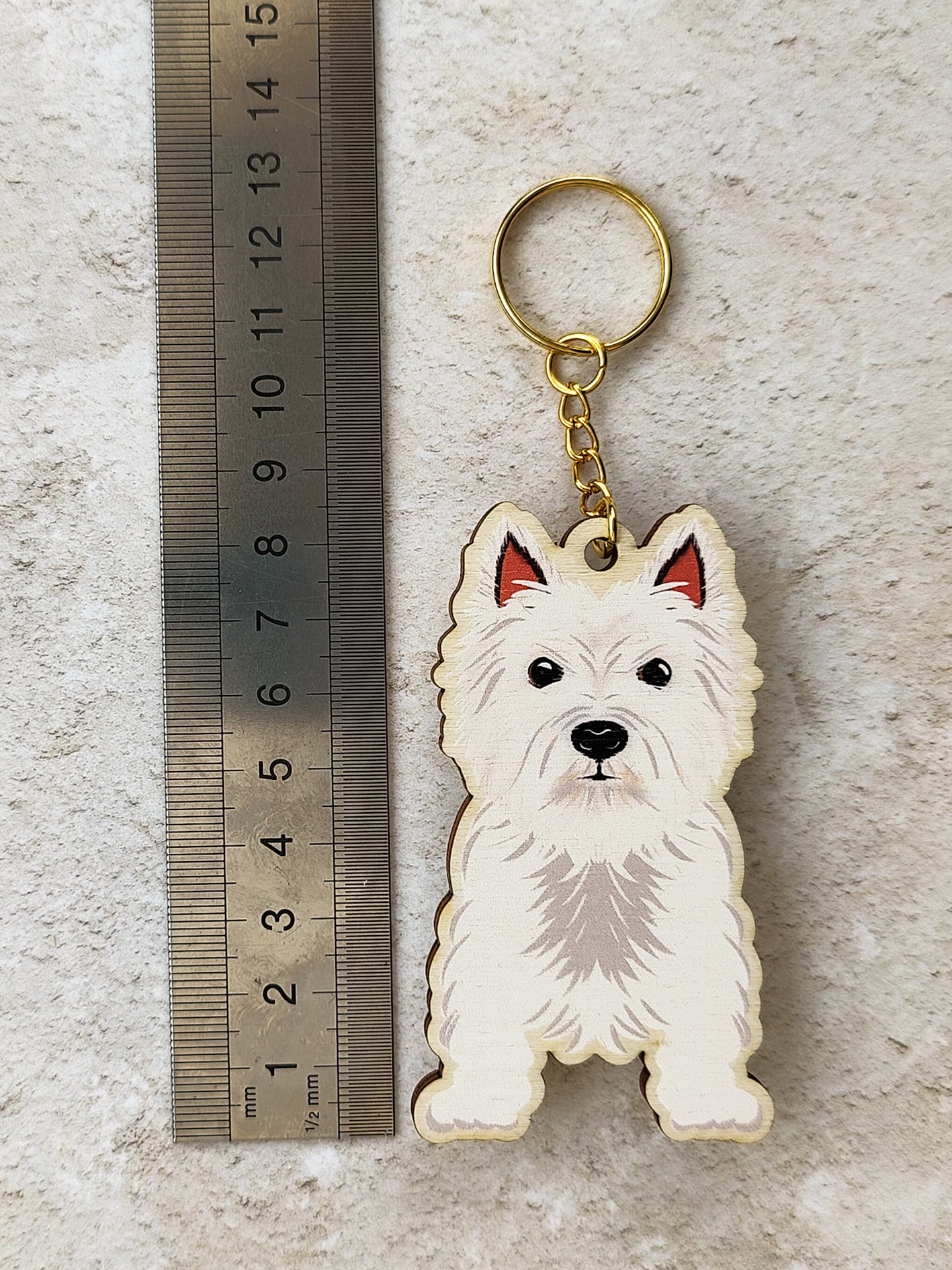 West Highland Terrier Dog Wooden Keyring