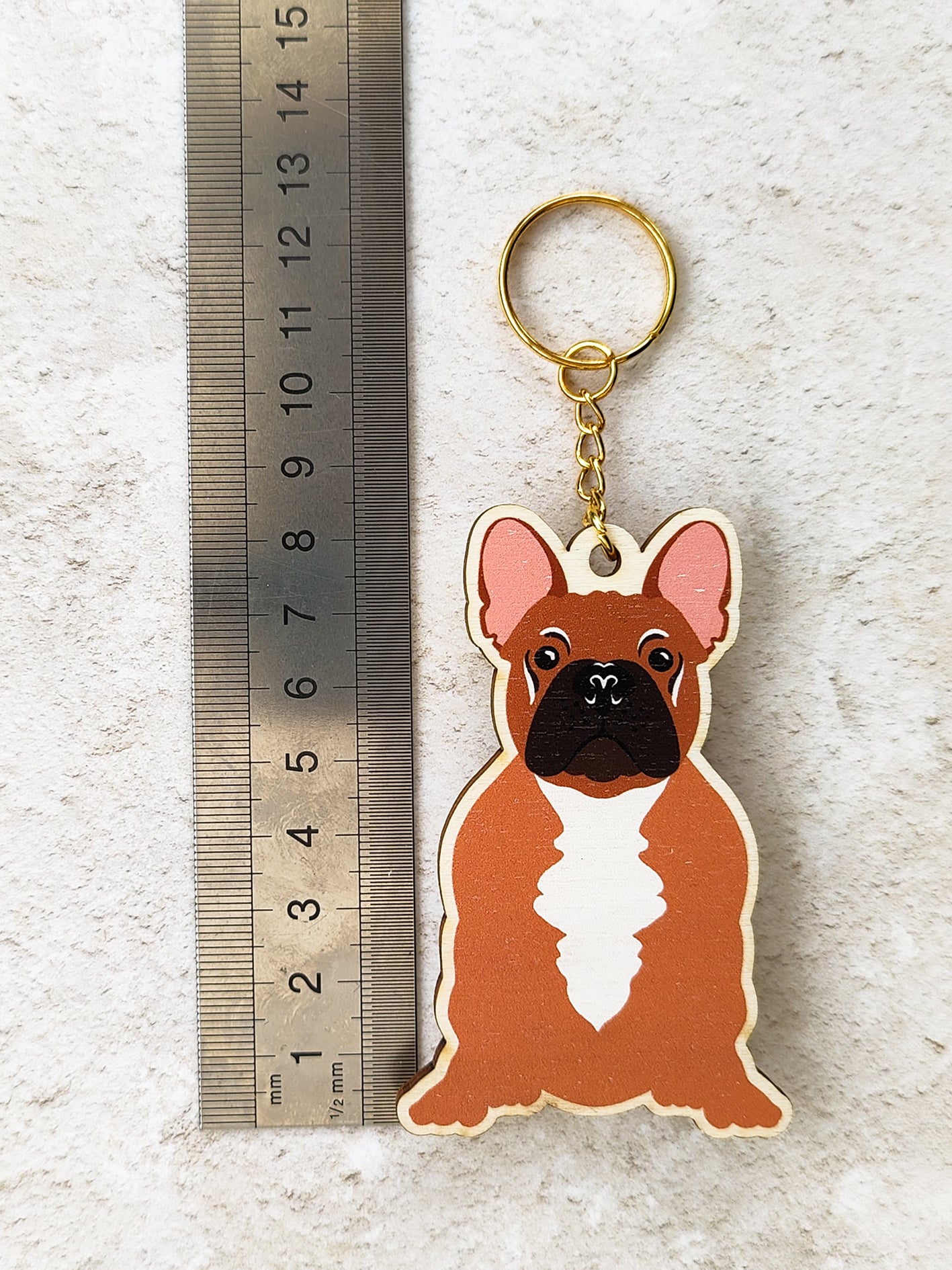 French Bulldog Wooden Keyring