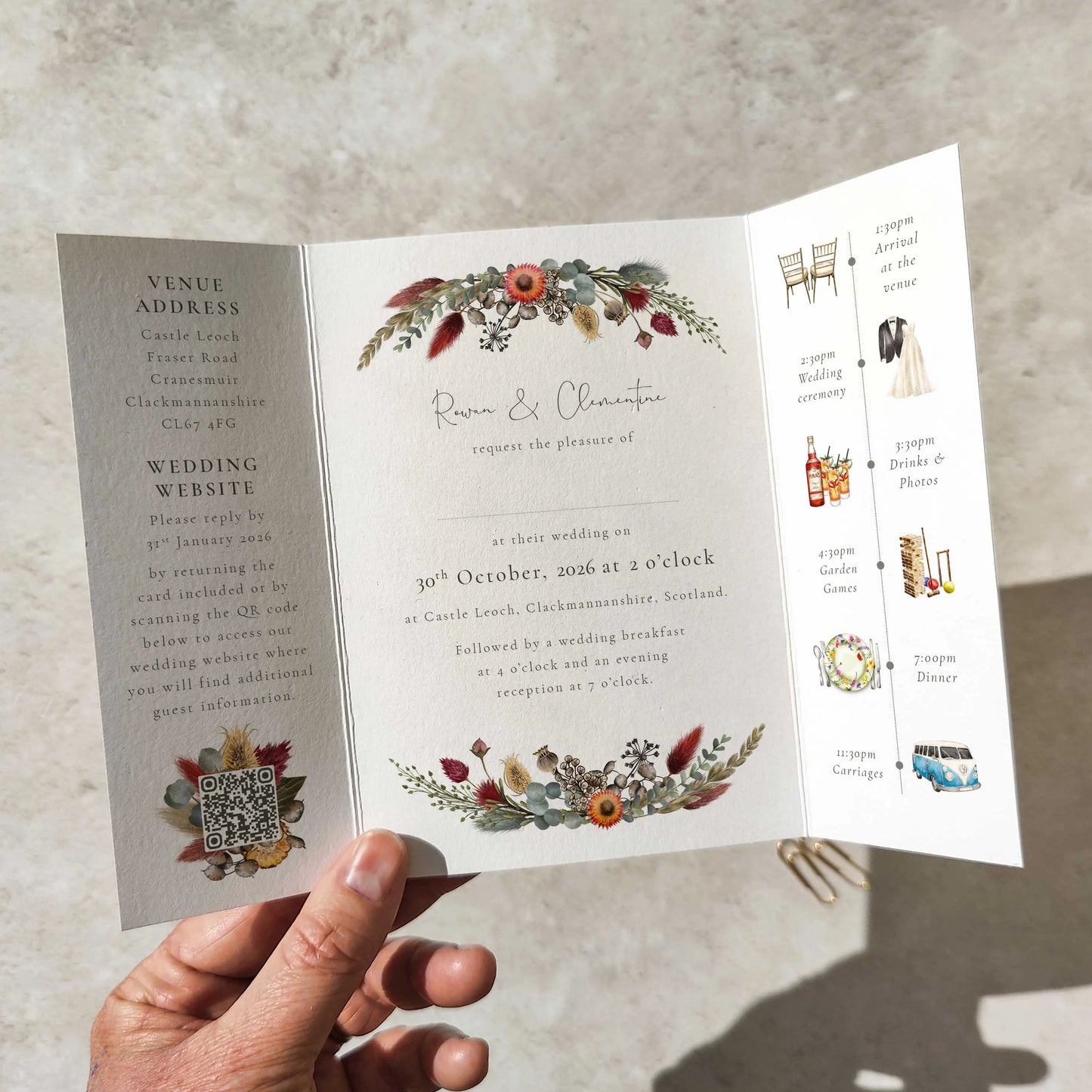 Dried Flowers Gatefolded A6 Invitation