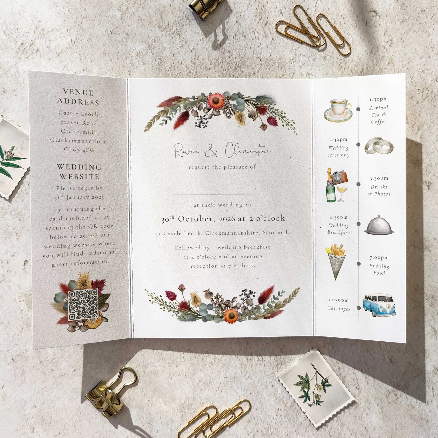 Dried Flowers Gatefolded A6 Invitation
