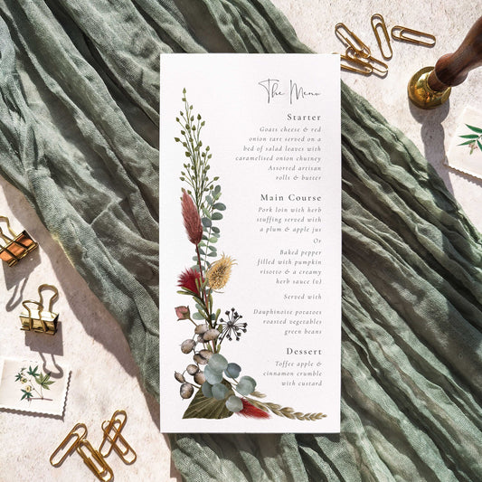 Dried Flowers Menu Cards