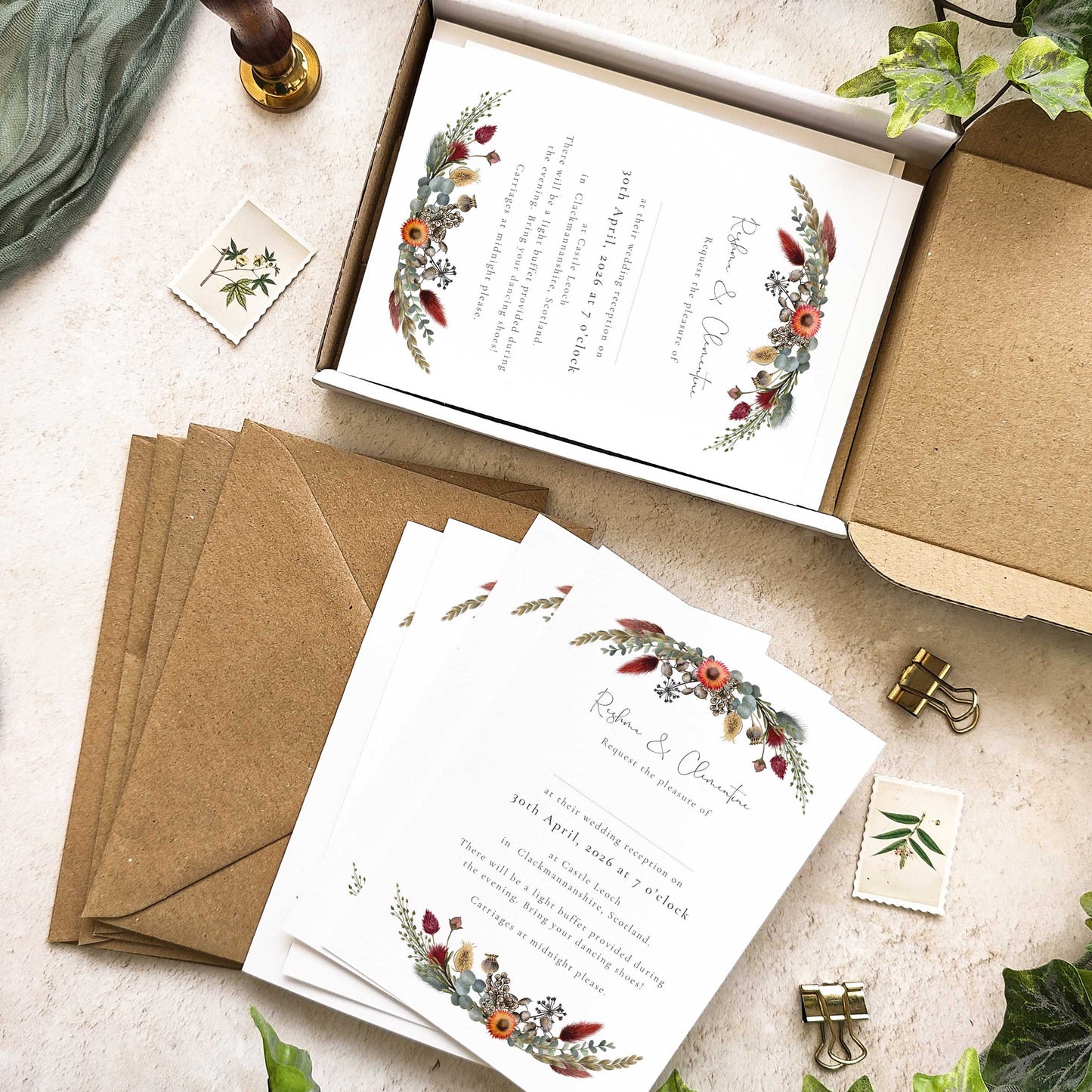 Dried Flowers Evening Invitation