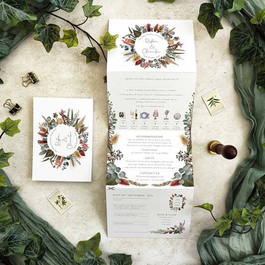 Dried Flowers Concertina Invitation