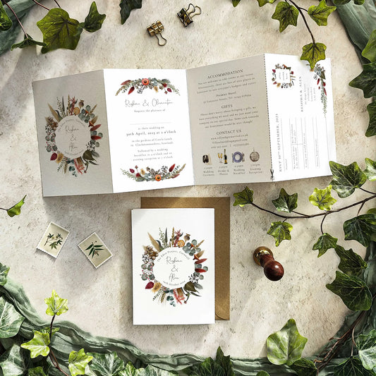 Dried Flowers Landscape Concertina Invitation